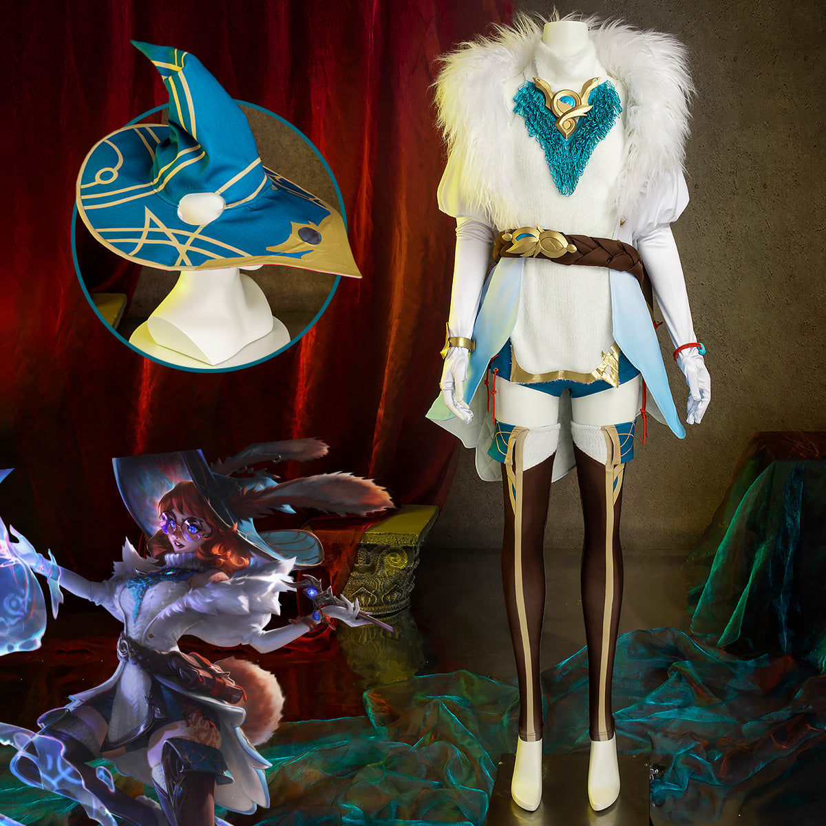 Star top Guardian Soraka Cosplay XL with wig