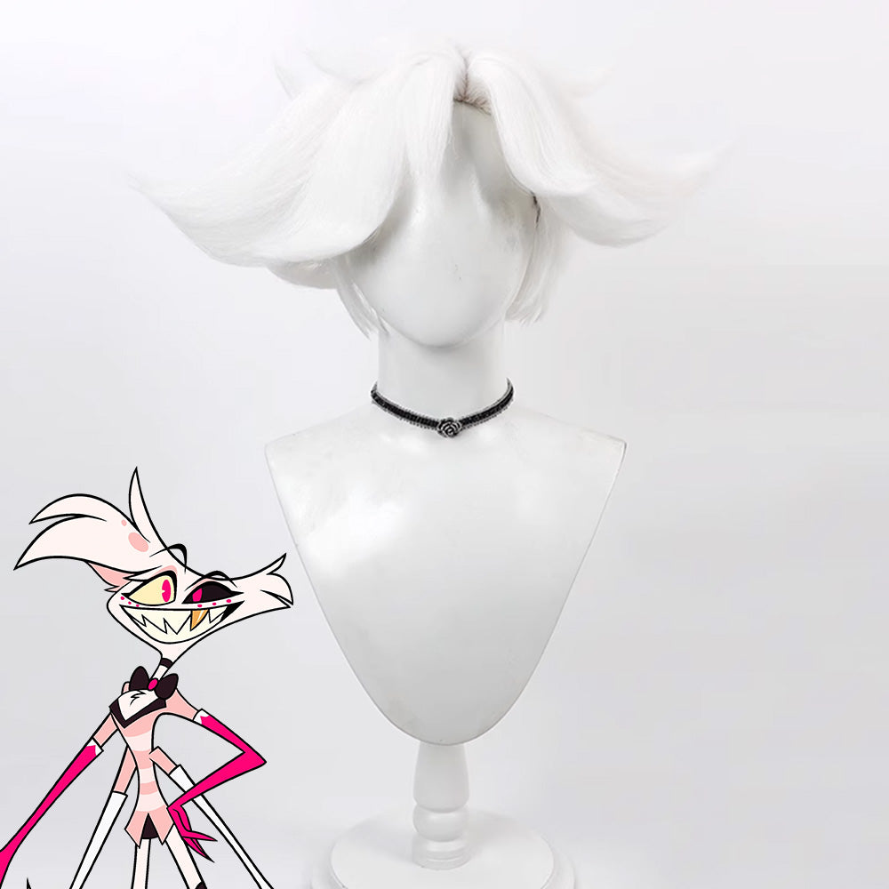 Hazbin Hotel Angel Dust White Cosplay Wig