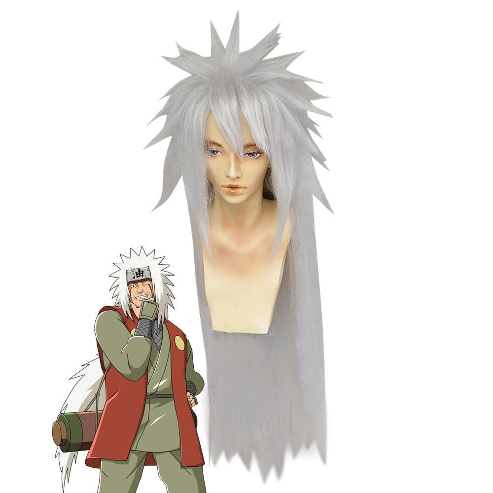 Shippuuden Jiraiya from Naruto Halloween Silver Grey Cosplay Wig