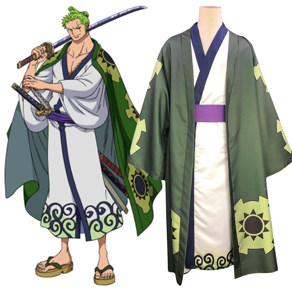 One Piece Wano Country Arc Roronoa Zoro Kimono Cosplay Costume