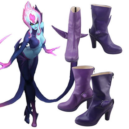 League Of Legends LOL Evelynn Rework Agony Embrace Purple Blue Shoes Cosplay Boots