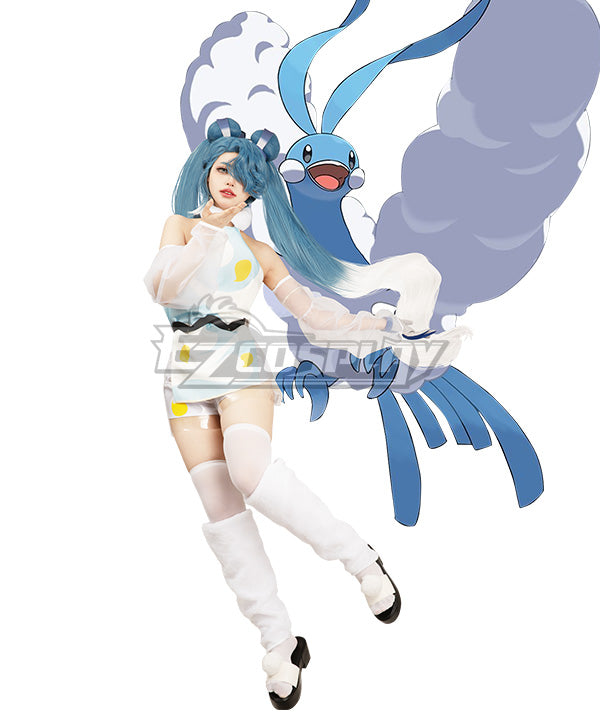 Project Voltage Pokemon X Hatsune Miku Flying type White Blue Cosplay Wig