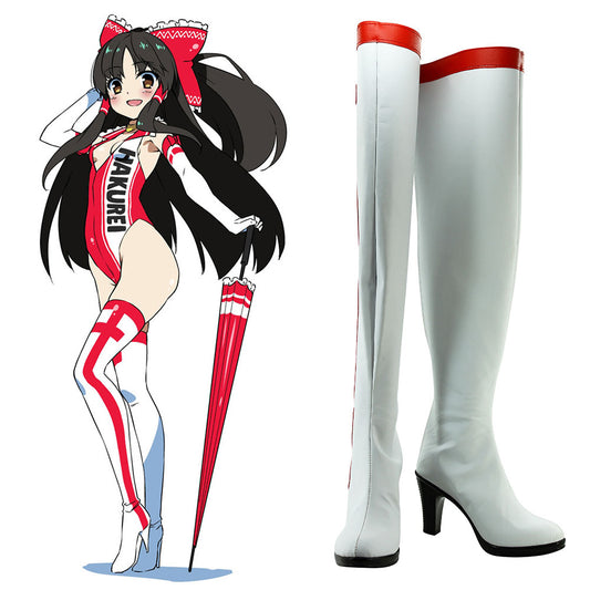 Touhou Project Black Hakurei Reimu White Shoes Cosplay Boots