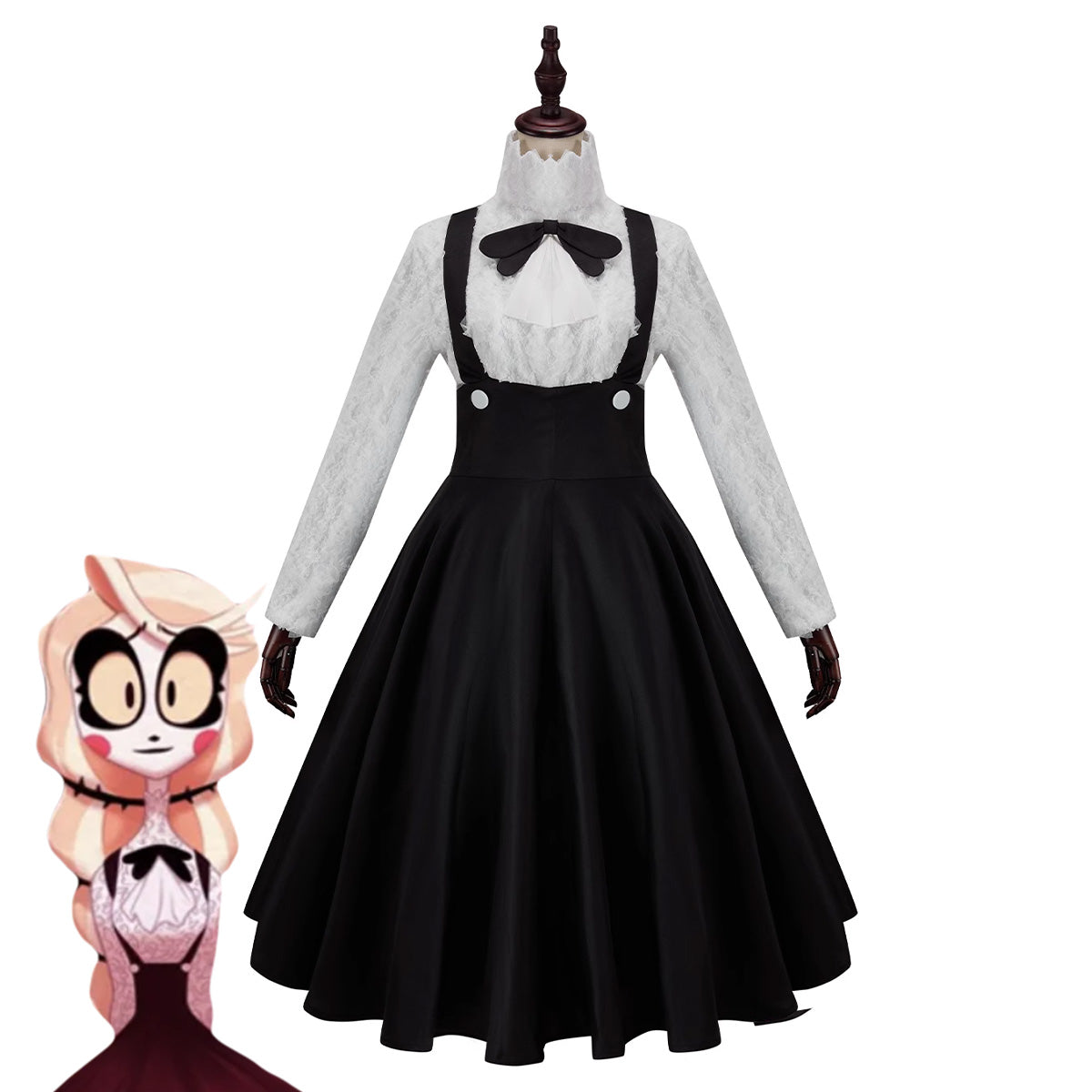 Hazbin Hotel Charlie Kid childhood Black Gallus Dress Cosplay Costume