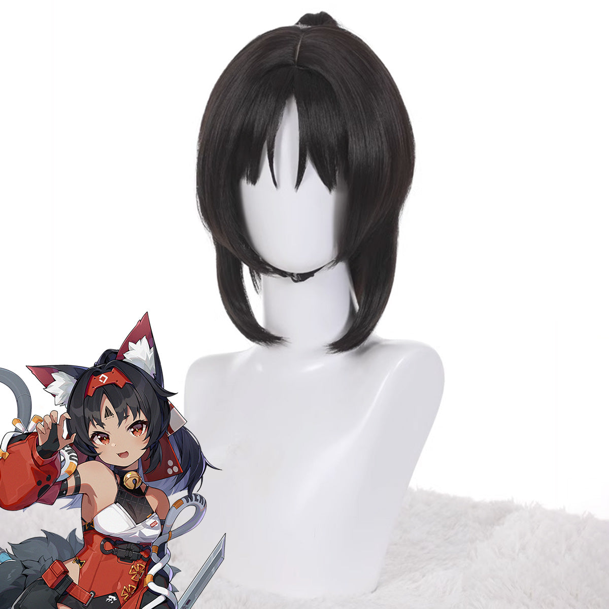 Zenless Zone Zero Nekomiya Mana Black Cosplay Wig