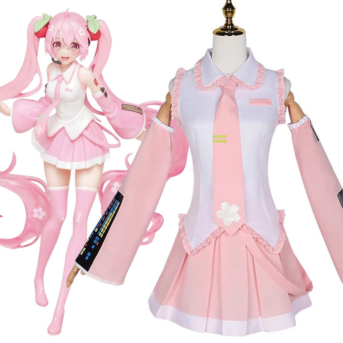 Vocaloid Hatsune Pink Miku Game Halloween Dress Cosplay Costume