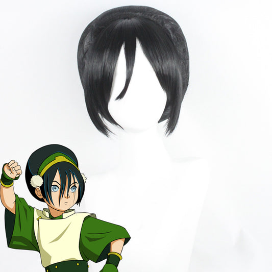 Avatar The Last Airbender Toph Beifong Black Cosplay Wig