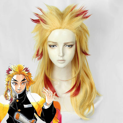 Demon Slayer: Kimetsu No Yaiba Rengoku Kyoujurou Golden Red Cosplay Wig