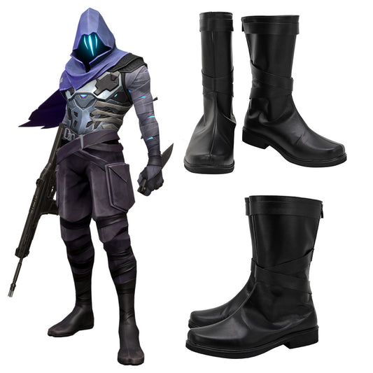 Valorant Omen Black Shoes Cosplay Boots