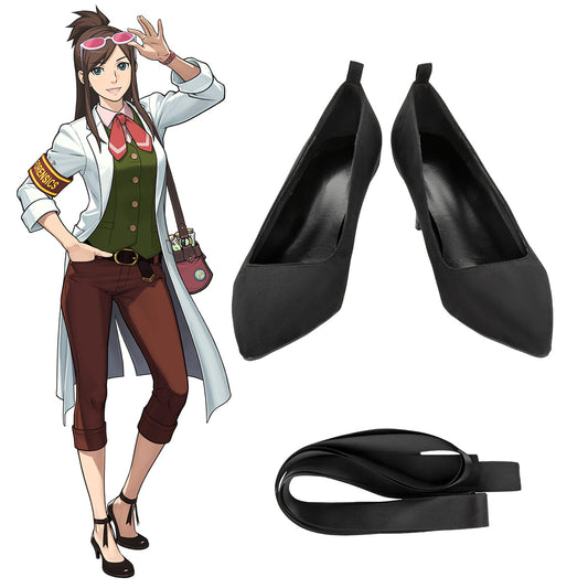 Ace Attorney Gyakuten Saiban Ema Skye Black Cosplay Shoes