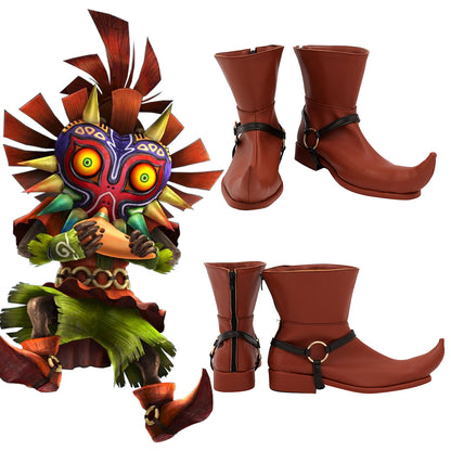 TLOZ Hyrule Warriors Legends Skull Kid Orange Red Cosplay Shoes