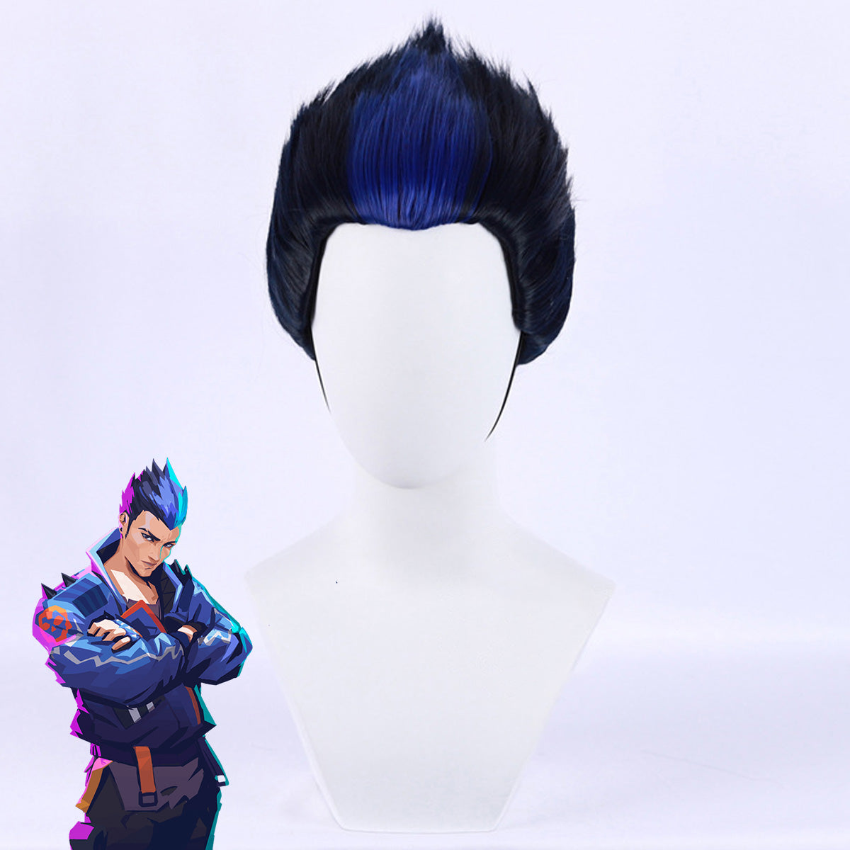 Valorant Yoru Black Blue Cosplay Wig