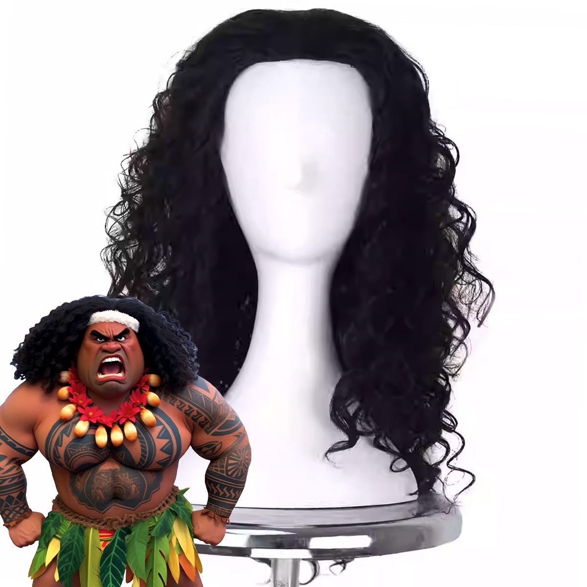 Disney Movie Moana Maui Black Cosplay Wig