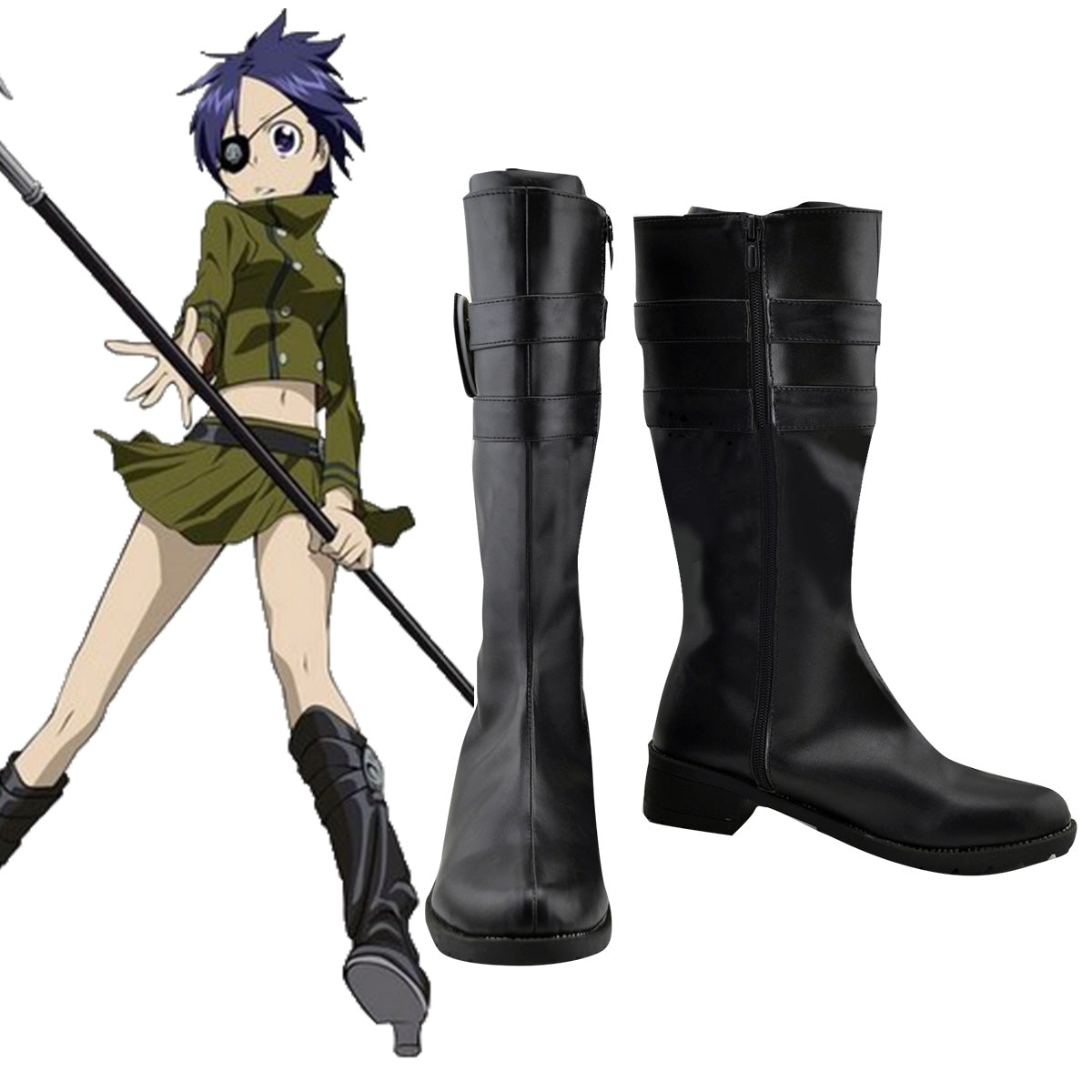 Katekyo Hitman Reborn! Chrome Dokuro Black Shoes Cosplay Boots