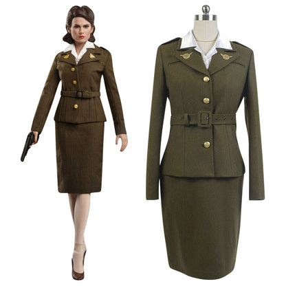 Marvel Captain America Peggy Carter Cosplay Costume