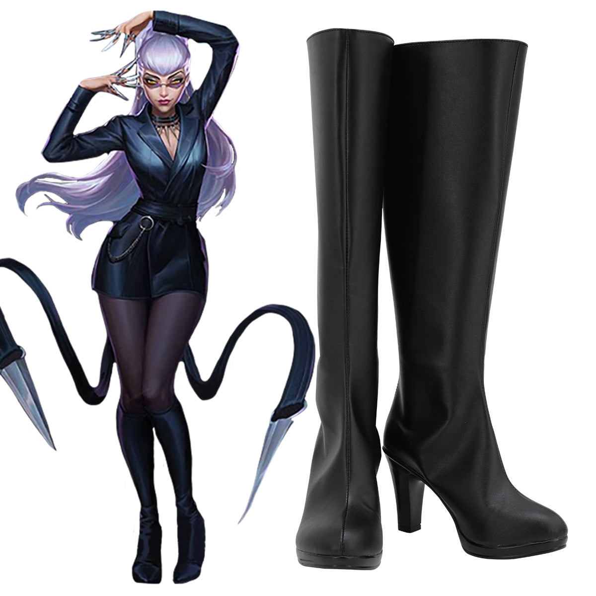 League Of Legends LOL 2020 KDA K/DA Evelynn Black Shoes Cosplay Boots