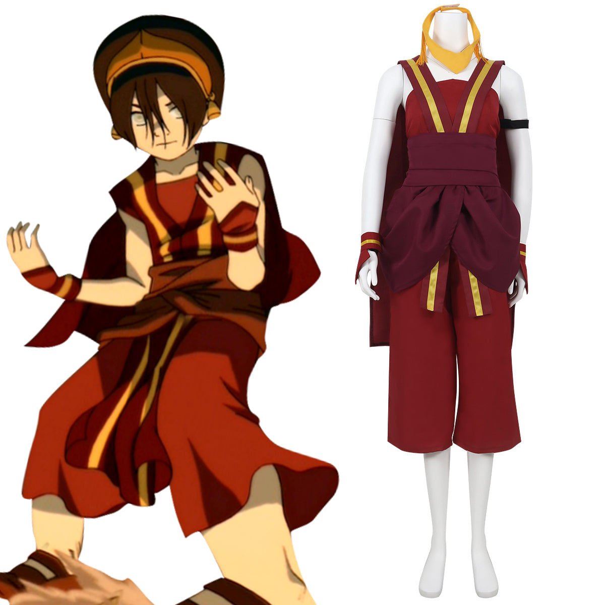 Avatar The Last Airbender Toph Beifong Red Cosplay Costume