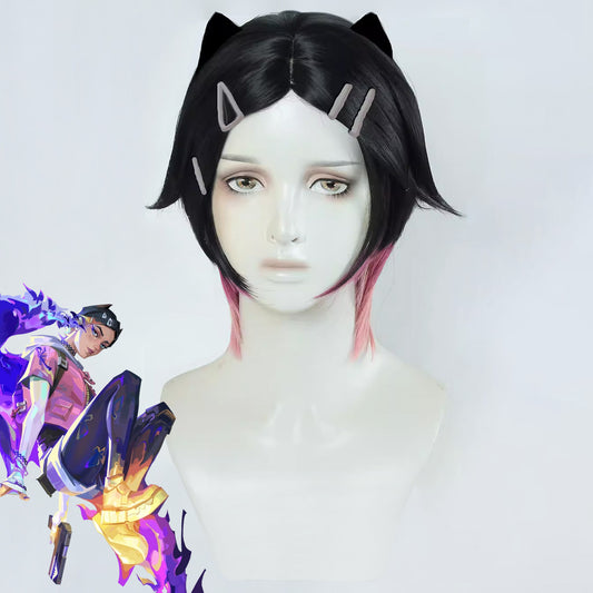 Valorant Clove Black Purple Cosplay Wig