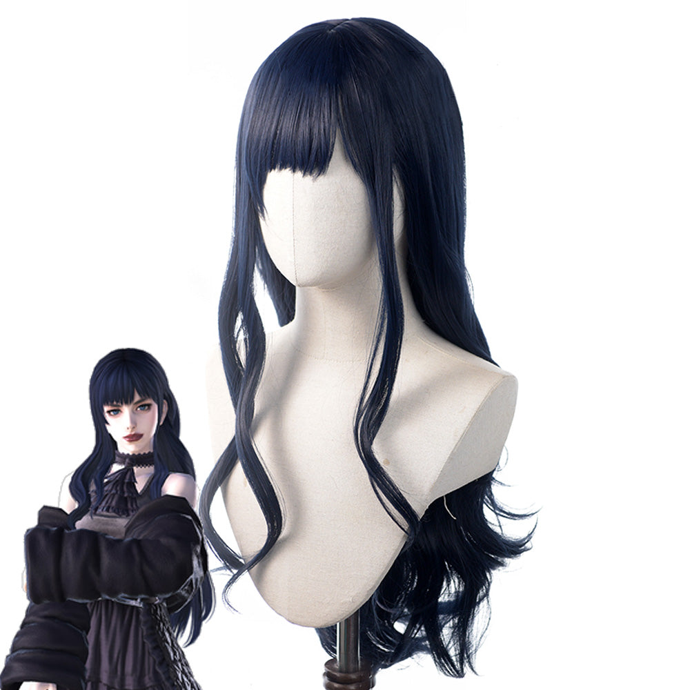 Final Fantasy XIV Shadowbringers 5.0 FF14 Boss Gaia Black Blue Cosplay Wig