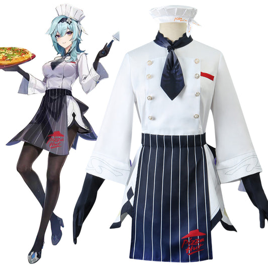 Genshin Impact Eula Pizza Hut Halloween Cosplay Costume