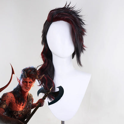 Baldur's Gate III BG3 Karlach Black Red Cosplay Wig