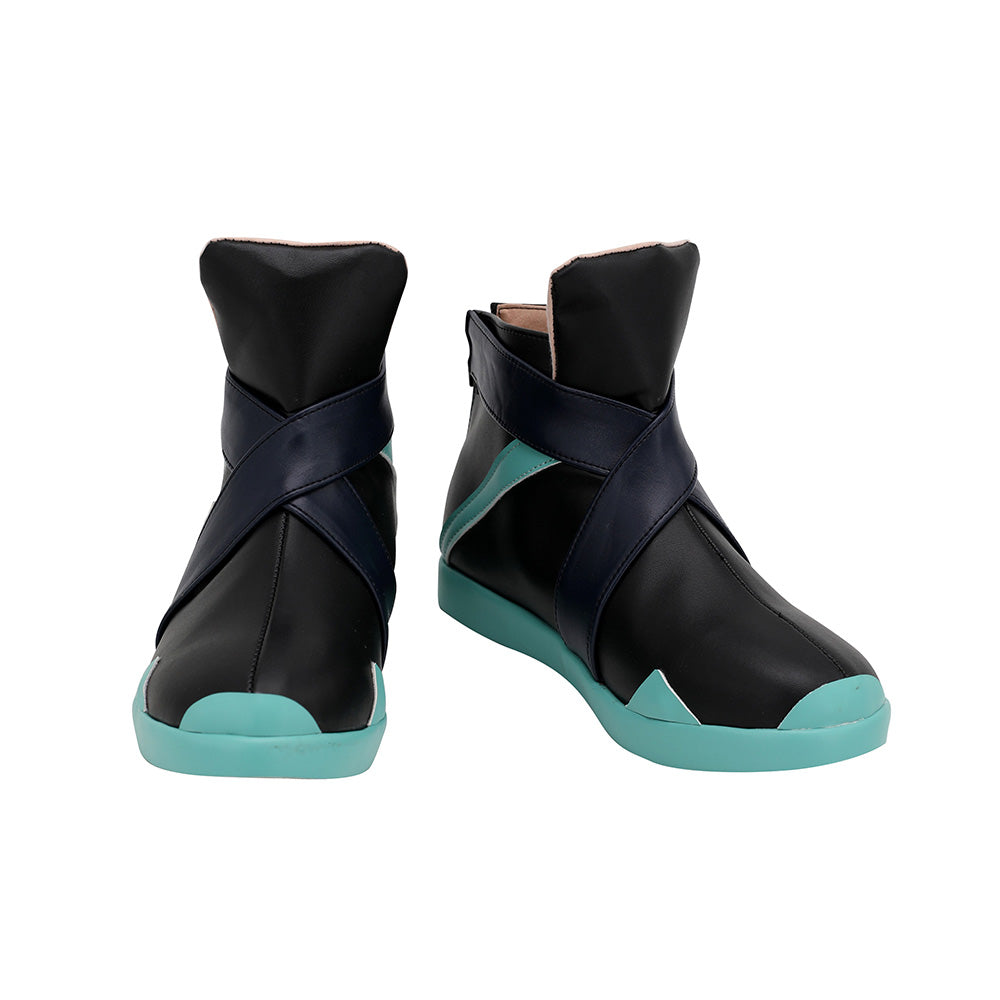 Valorant Jett Black Blue Cosplay Shoes