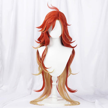 Genshin Impact Mavuika Red Yellow Cosplay Wig