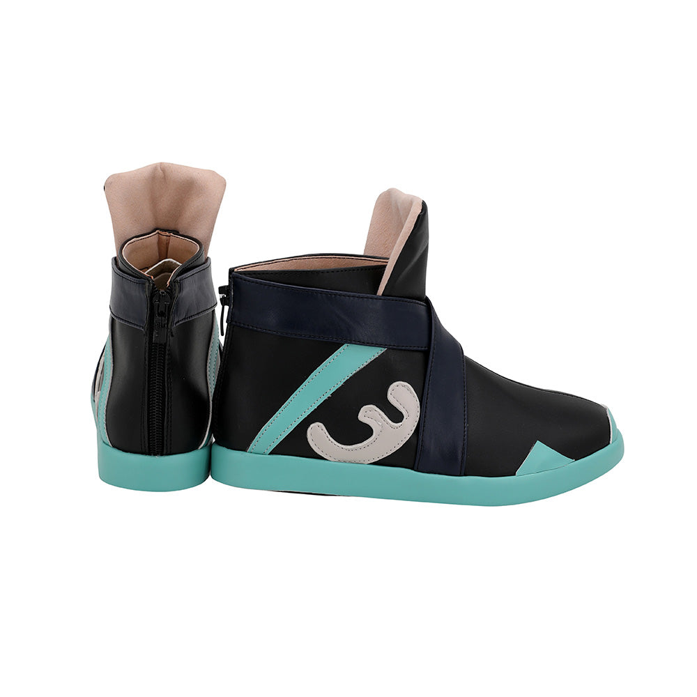 Valorant Jett Black Blue Cosplay Shoes