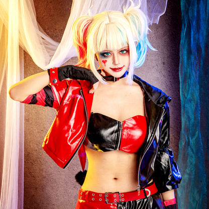 DC Comics rojo, blanco y negro: disfraz de Harley Quinn Cosplay