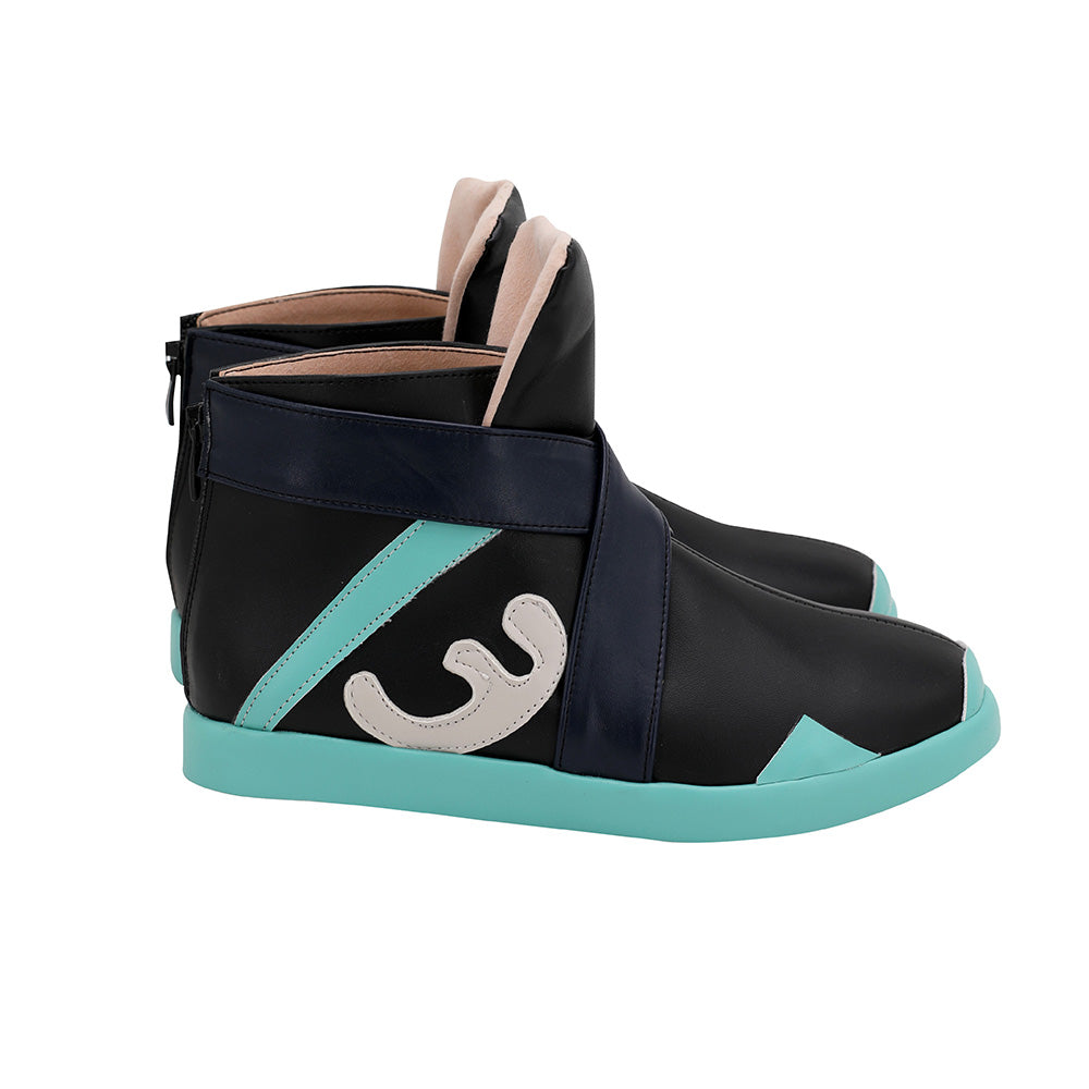 Valorant Jett Black Blue Cosplay Shoes