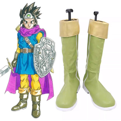 Dragon Quest III Hero Erdrick Green Shoes Cosplay Boots