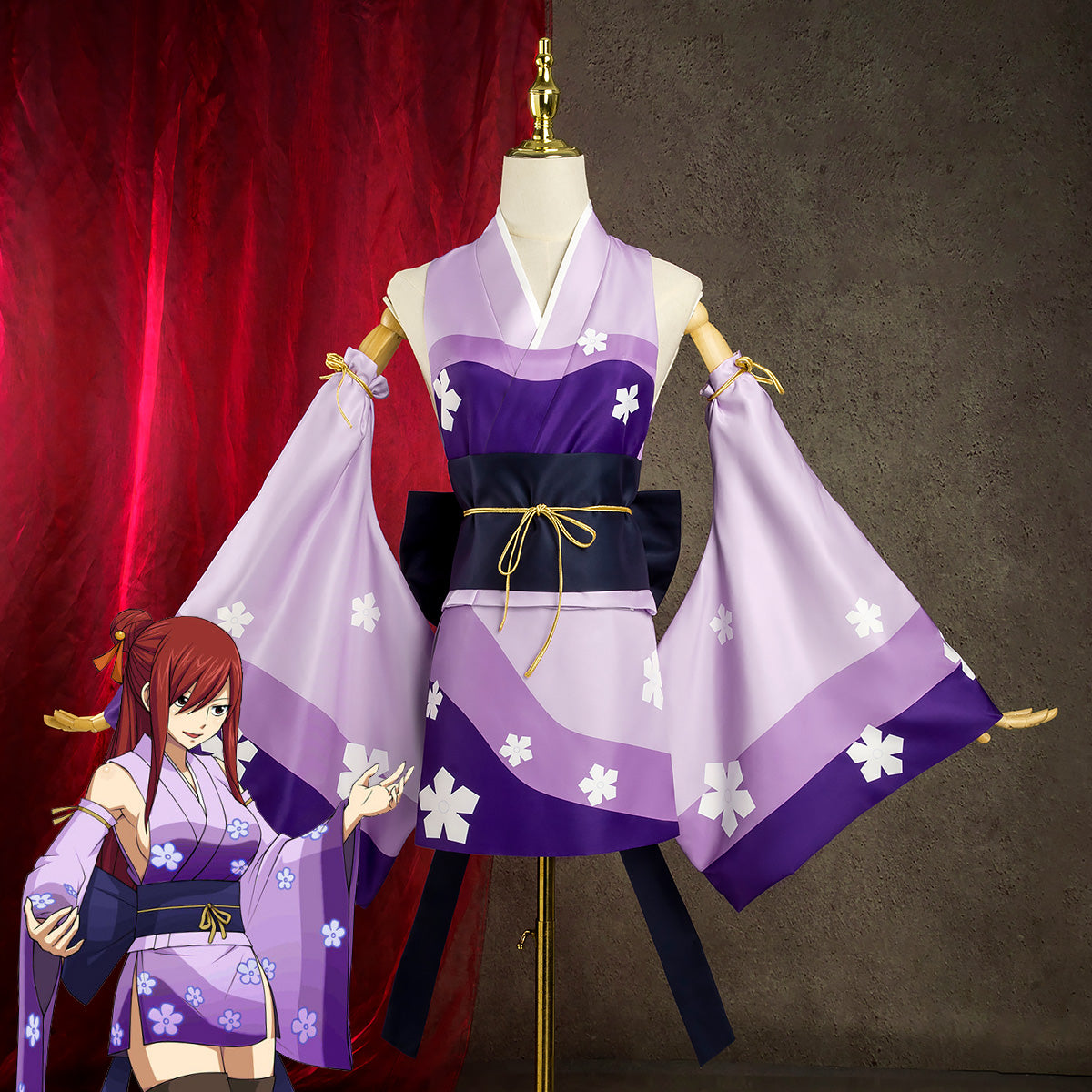 Fairy Tail Erza Scarlet Kimono Cosplay Costume