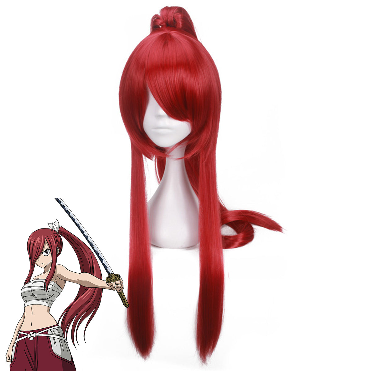 Fairy Tail Erza Scarlet Red Cosplay Wig