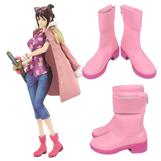 One Piece Tashigi Pink Shoes Cosplay Boots