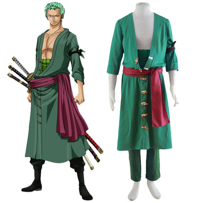 One Piece Roronoa Zoro Costume cosplay verde