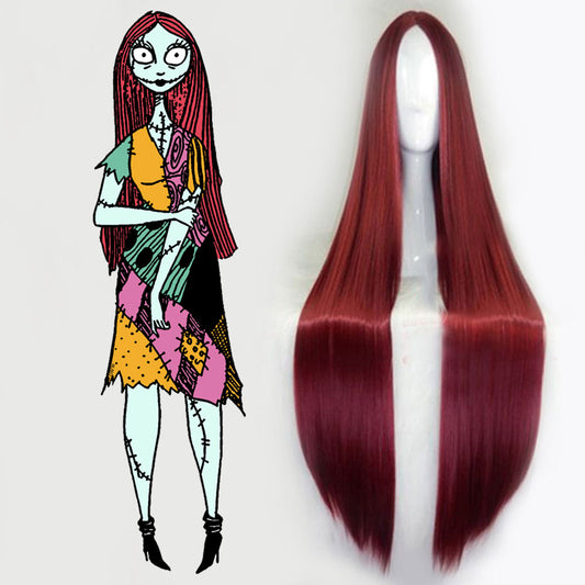 [In stock] Nightmare before Christmas Sally Halloween Deep Red Cosplay Wig