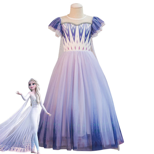 Enfants Enfant Taille Disney Frozen 2 Elsa Violet Robe Cosplay Costume