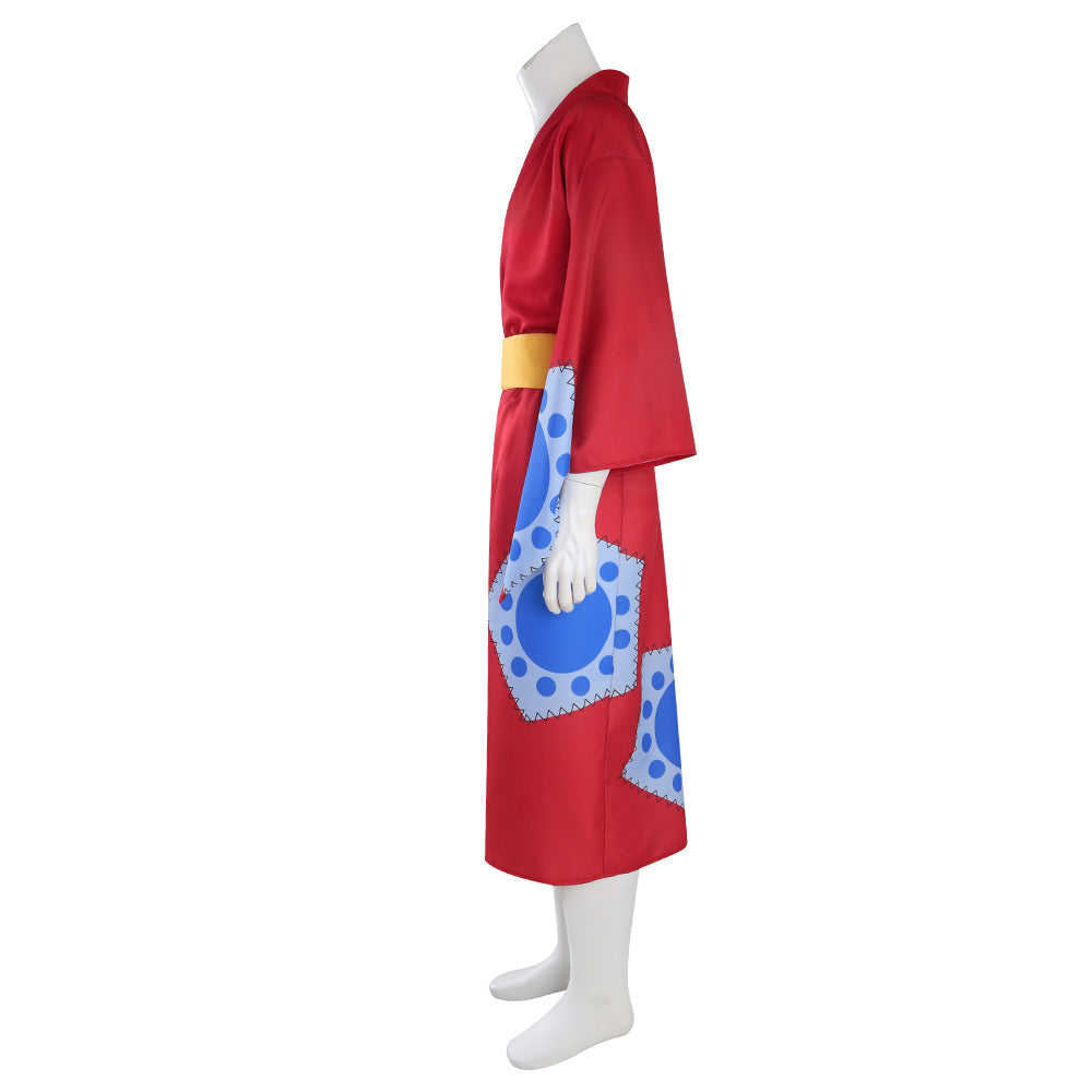 Anime Costume One Piece Wano Country Monkey D. Luffy Cosplay Kimono For Man  Adults Red Cardigan Halloween Costumes