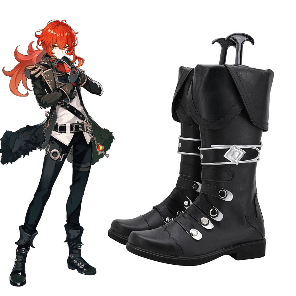 Genshin impact cosplay Diluc hotsell ,genshin impact costume wig ,shoes