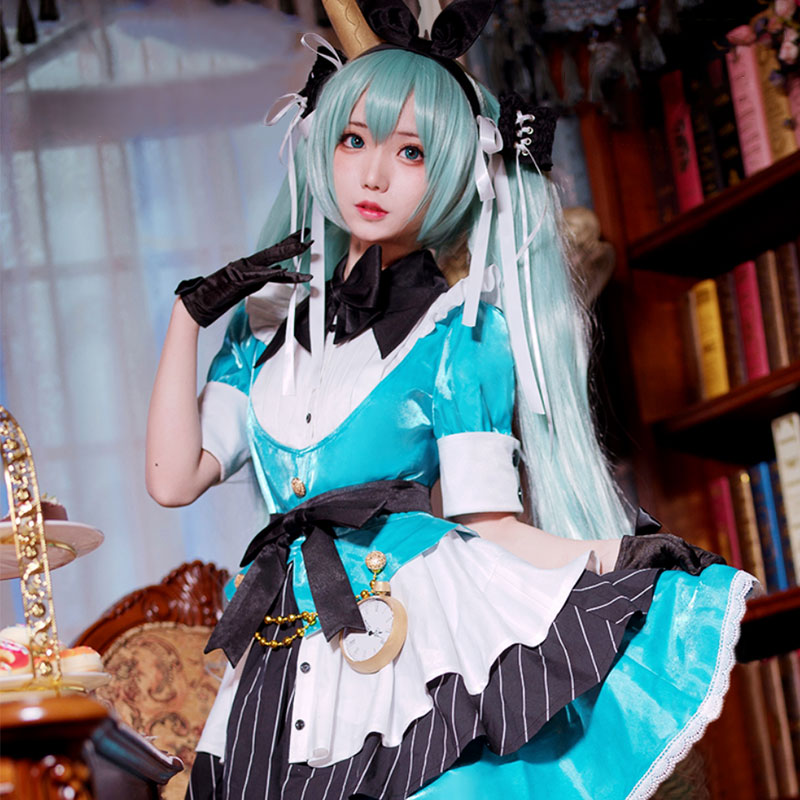 Vocaloid Hatsune Miku Alice Miku Loita Blue Dress Cosplay Costume