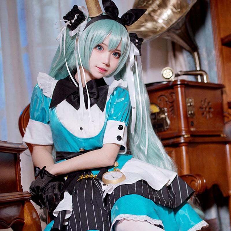 Vocaloid Hatsune Miku Alice Miku Loita Blue Dress Cosplay Costume